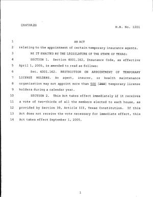 79th Texas Legislature, Regular Session, House Bill 1201, Chapter 201