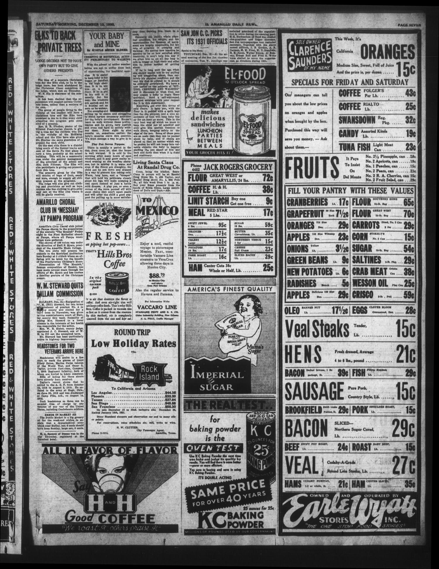 Amarillo Daily News (Amarillo, Tex.), Vol. 22, No. 35, Ed. 1 Saturday, December 13, 1930
                                                
                                                    [Sequence #]: 7 of 14
                                                