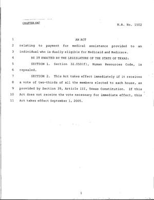 79th Texas Legislature, Regular Session, House Bill 1502, Chapter 1067