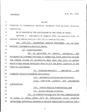 79th Texas Legislature, Regular Session, House Bill 1531, Chapter 207