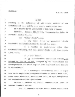 79th Texas Legislature, Regular Session, House Bill 1646, Chapter 586