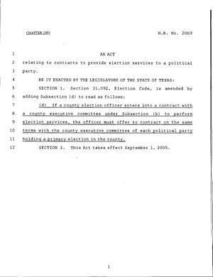 Primary view of object titled '79th Texas Legislature, Regular Session, House Bill 2069, Chapter 1091'.