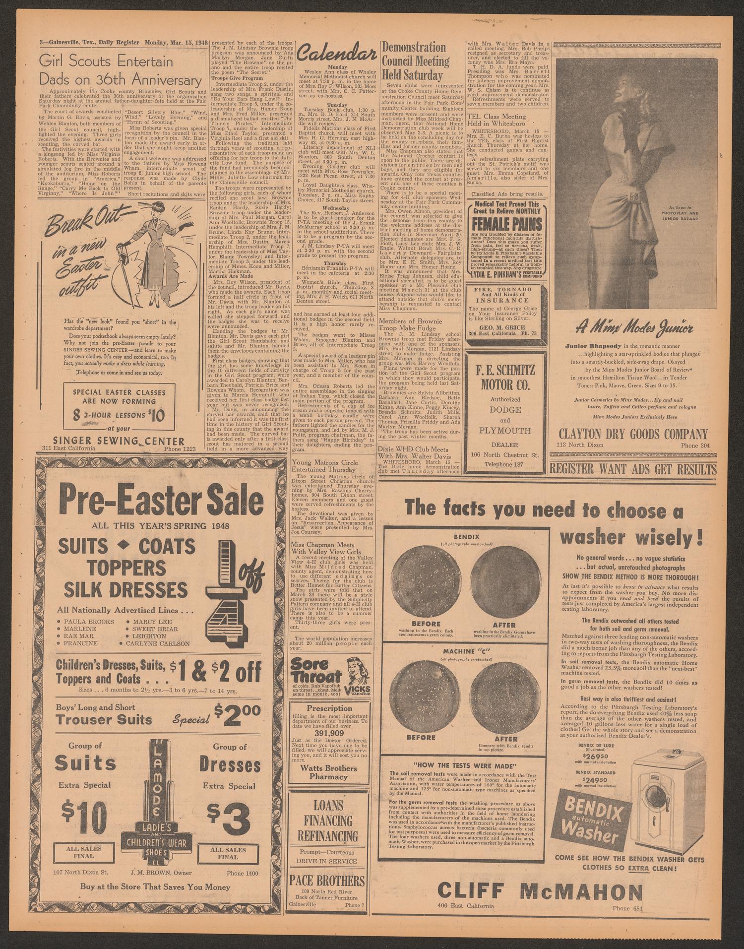 Gainesville Daily Register and Messenger (Gainesville, Tex.), Vol. 58, No. 170, Ed. 1 Monday, March 15, 1948
                                                
                                                    [Sequence #]: 3 of 8
                                                