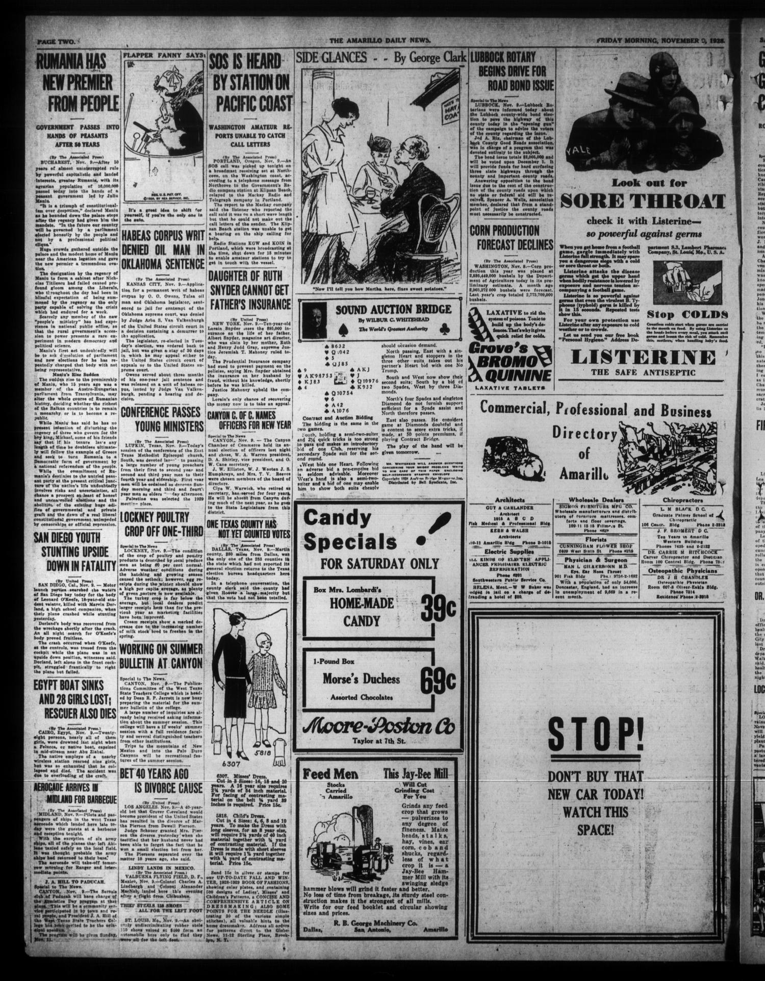 Amarillo Daily News (Amarillo, Tex.), Vol. 19, No. 359, Ed. 1 Saturday, November 10, 1928
                                                
                                                    [Sequence #]: 2 of 16
                                                