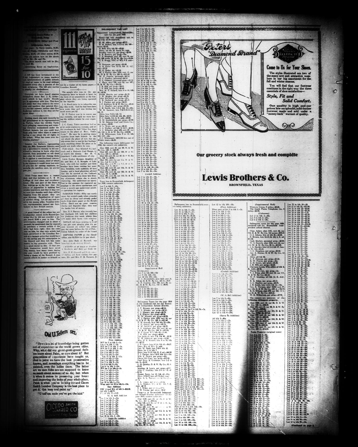 The Terry County Herald (Brownfield, Tex.), Vol. 18, No. 24, Ed. 1 Friday, January 19, 1923
                                                
                                                    [Sequence #]: 2 of 4
                                                