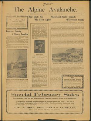 The Alpine Avalanche. (Alpine, Tex.), Vol. 21, No. 8, Ed. 1 Thursday, February 16, 1911