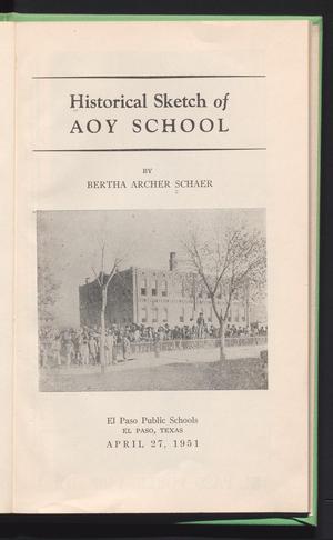 Primary view of object titled 'Historical Sketch of Aoy School'.