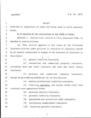 79th Texas Legislature, Regular Session, House Bill 2870, Chapter 70