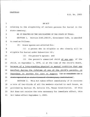 79th Texas Legislature, Regular Session, House Bill 2900, Chapter 645