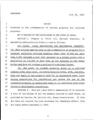 79th Texas Legislature, Regular Session, House Bill 2921, Chapter 647