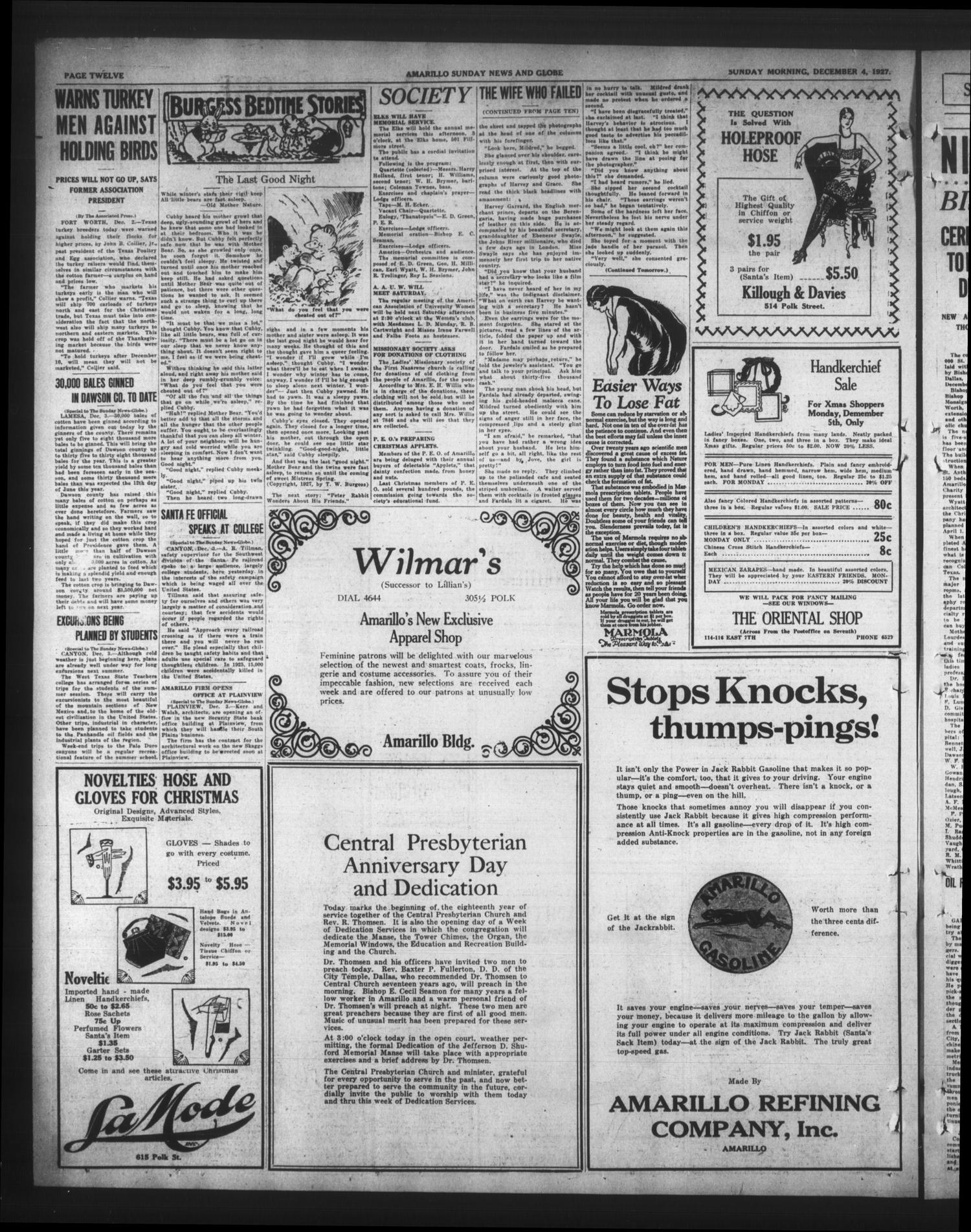 Amarillo Sunday News-Globe (Amarillo, Tex.), Vol. 19, No. 30, Ed. 1 Sunday, December 4, 1927
                                                
                                                    [Sequence #]: 32 of 48
                                                