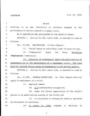 79th Texas Legislature, Regular Session, House Bill 2930, Chapter 648
