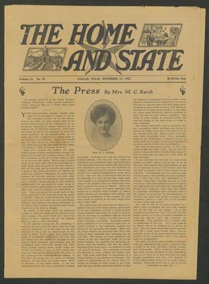 The Home and State (Dallas, Tex.), Vol. 14, No. 20, Ed. 1 Saturday, November 23, 1912