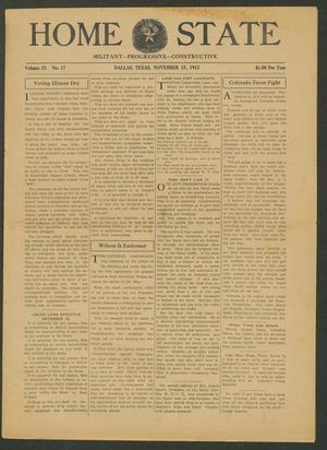 Home and State (Dallas, Tex.), Vol. 15, No. 17, Ed. 1 Saturday, November 15, 1913