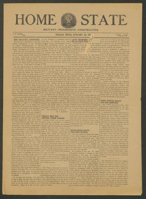 Primary view of object titled 'Home and State (Dallas, Tex.), Vol. 15, No. 26, Ed. 1 Saturday, January 24, 1914'.