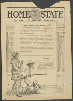 Primary view of object titled 'Home and State (Dallas, Tex.), Vol. 15, No. 34, Ed. 1 Saturday, March 21, 1914'.