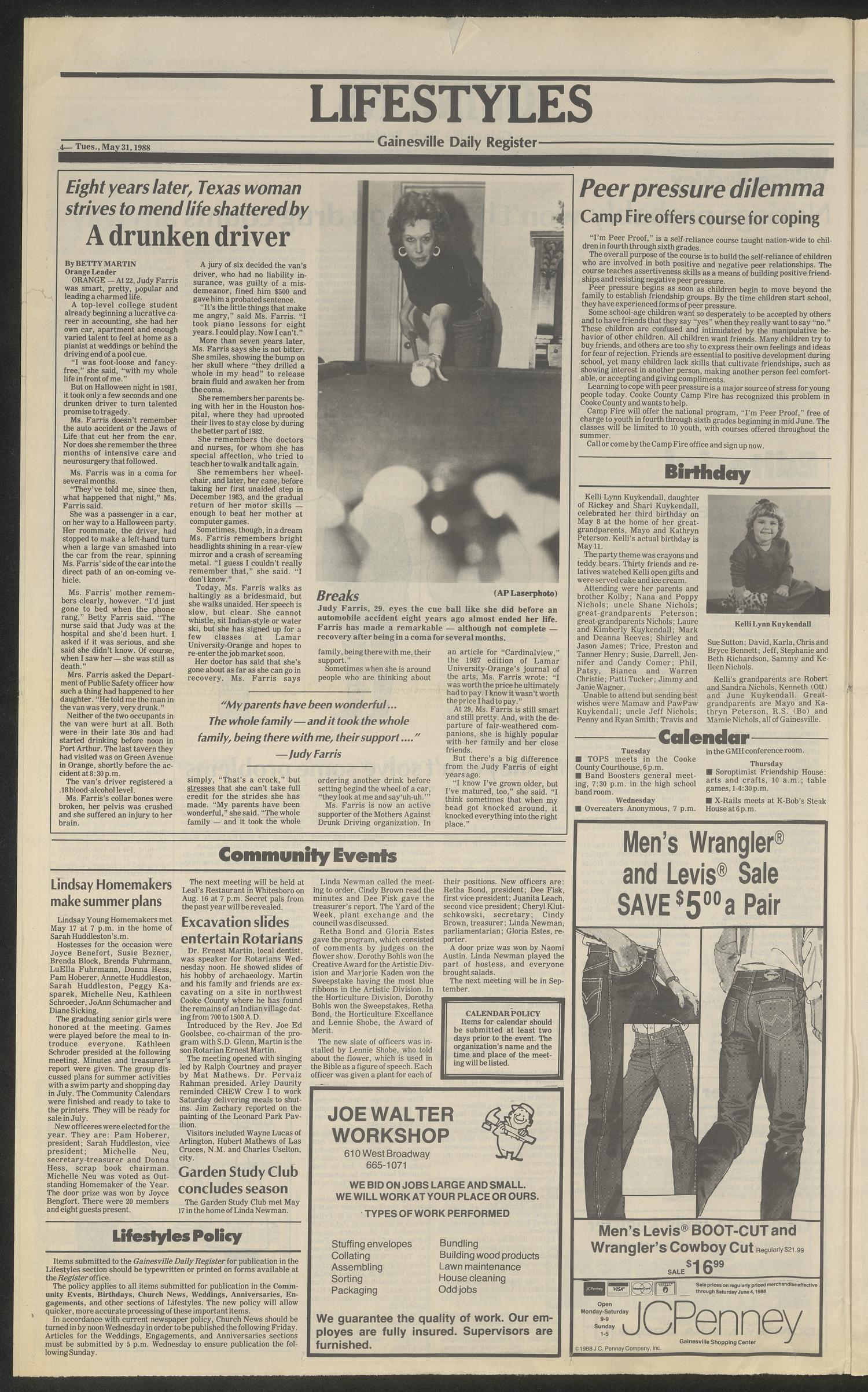 Gainesville Daily Register (Gainesville, Tex.), Vol. 98, No. 234, Ed. 1 Tuesday, May 31, 1988
                                                
                                                    [Sequence #]: 4 of 60
                                                