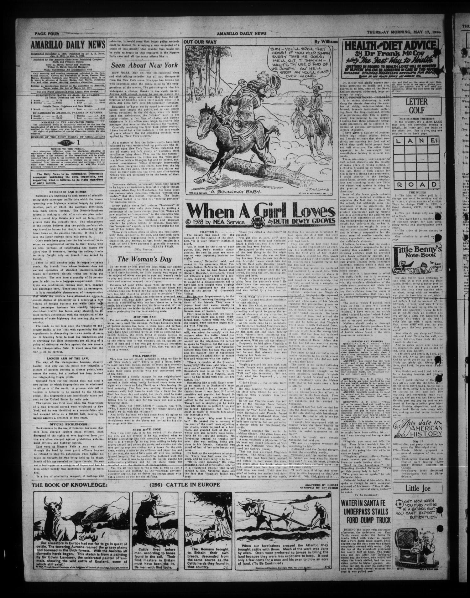 Amarillo Daily News (Amarillo, Tex.), Vol. 19, No. 193, Ed. 1 Thursday, May 17, 1928
                                                
                                                    [Sequence #]: 4 of 14
                                                
