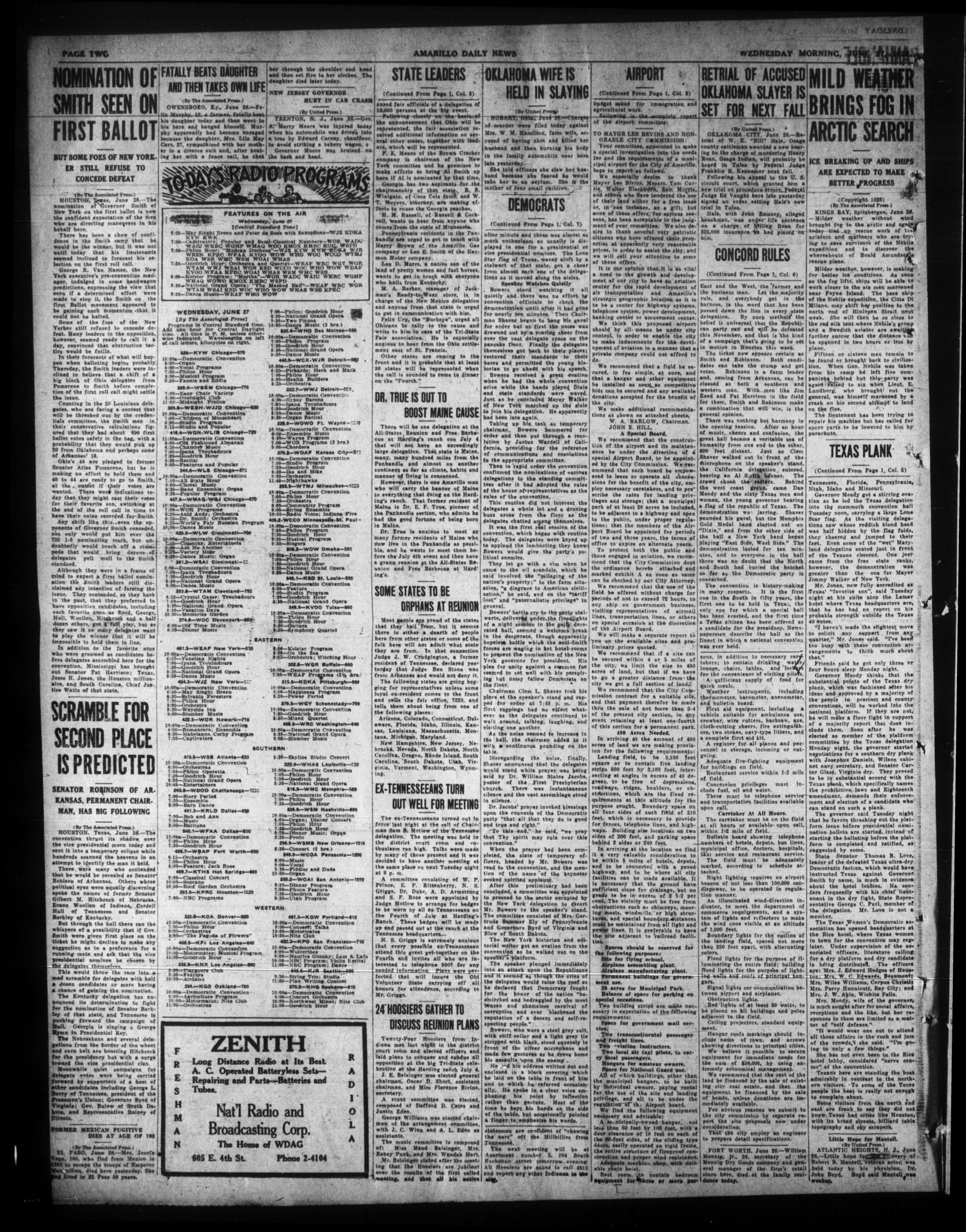 Amarillo Daily News (Amarillo, Tex.), Vol. 19, No. 234, Ed. 1 Wednesday, June 27, 1928
                                                
                                                    [Sequence #]: 2 of 14
                                                