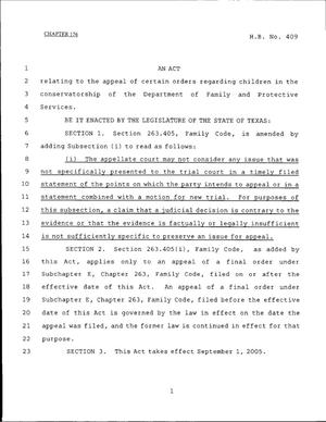 79th Texas Legislature, Regular Session, House Bill 409, Chapter 176