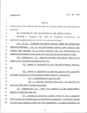 79th Texas Legislature, Regular Session, House Bill 480, Chapter 1197