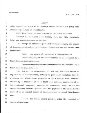 79th Texas Legislature, Regular Session, House Bill 526, Chapter 496