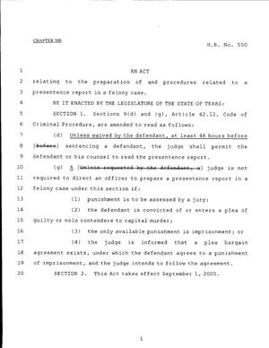 79th Texas Legislature, Regular Session, House Bill 550, Chapter 500