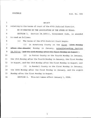 Primary view of object titled '79th Texas Legislature, Regular Session, House Bill 593, Chapter 50'.