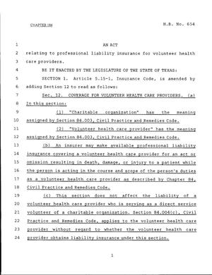 79th Texas Legislature, Regular Session, House Bill 654, Chapter 184