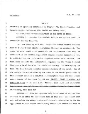 79th Texas Legislature, Regular Session, House Bill 740, Chapter 137