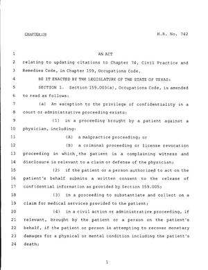 79th Texas Legislature, Regular Session, House Bill 742, Chapter 139
