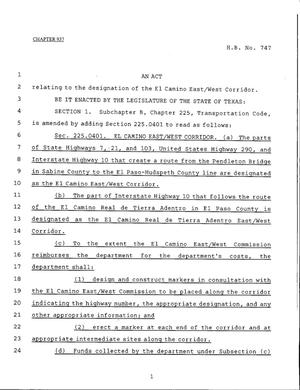 79th Texas Legislature, Regular Session, House Bill 747, Chapter 937