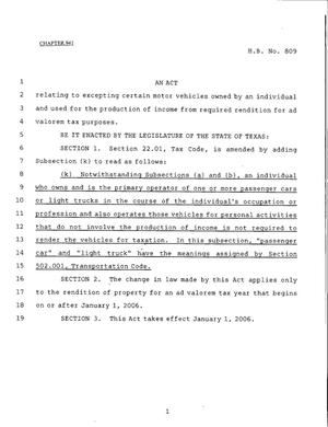 79th Texas Legislature, Regular Session, House Bill 809, Chapter 941