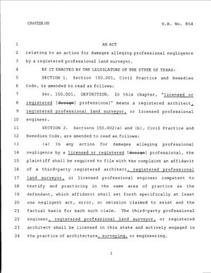 79th Texas Legislature, Regular Session, House Bill 854, Chapter 189