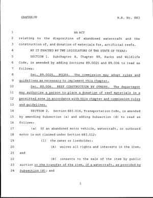 79th Texas Legislature, Regular Session, House Bill 883, Chapter 190