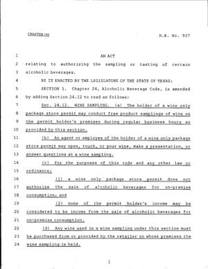 79th Texas Legislature, Regular Session, House Bill 937, Chapter 192