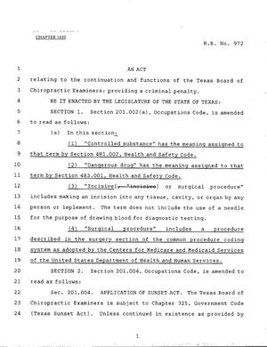 79th Texas Legislature, Regular Session, House Bill 972, Chapter 1020