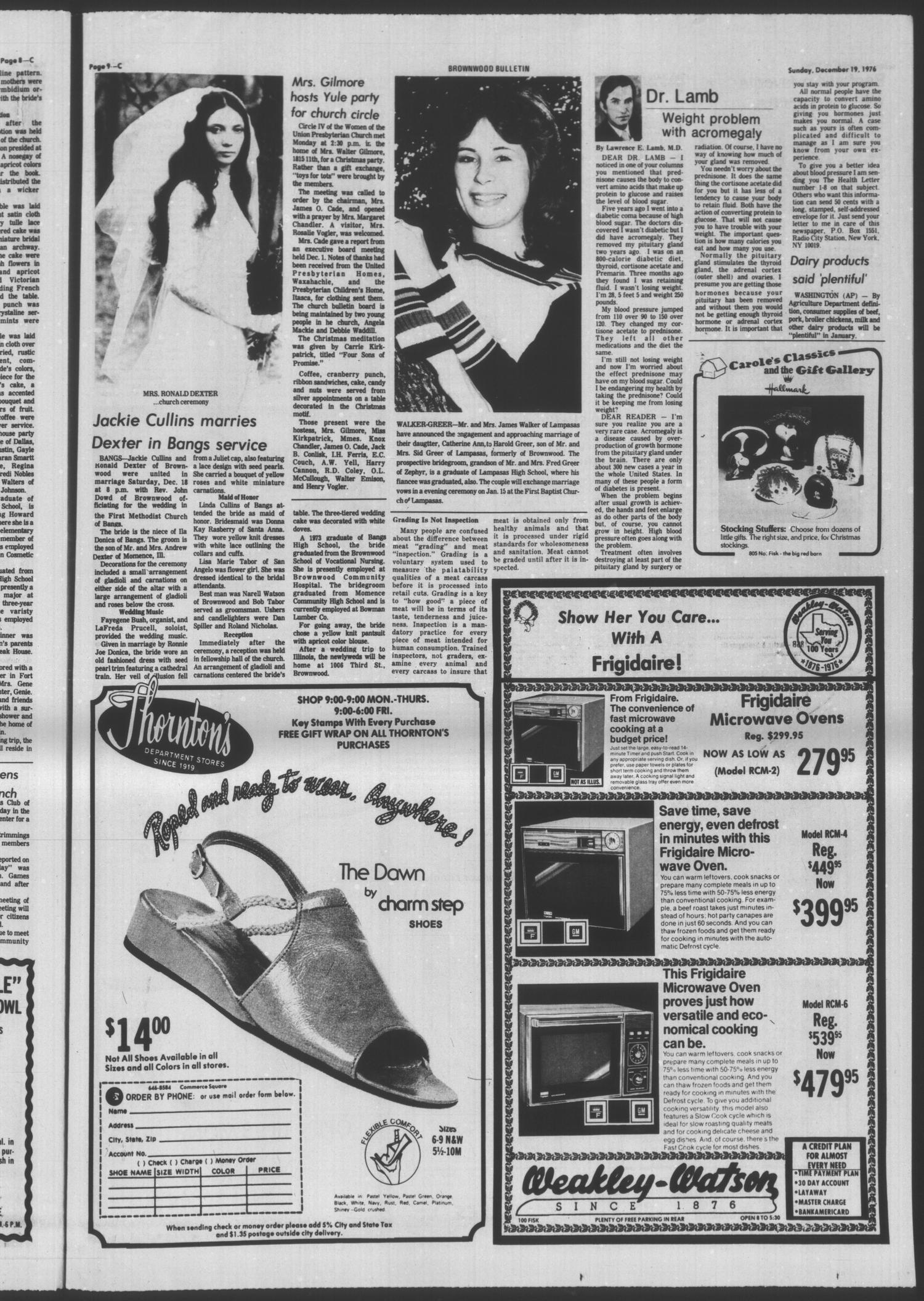Brownwood Bulletin (Brownwood, Tex.), Vol. 77, No. 55, Ed. 1 Sunday, December 19, 1976
                                                
                                                    [Sequence #]: 33 of 56
                                                