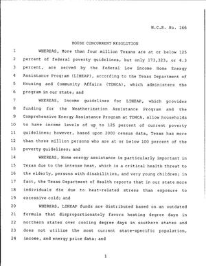 79th Texas Legislature, Regular Session, House Concurrent Resolution 166