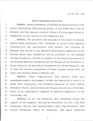 79th Texas Legislature, Regular Session, House Concurrent Resolution 196