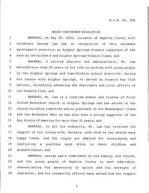 79th Texas Legislature, Regular Session, House Concurrent Resolution 204