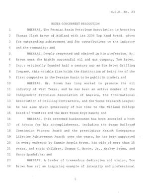 79th Texas Legislature, Regular Session, House Concurrent Resolution 23