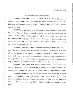 79th Texas Legislature, Regular Session, House Concurrent Resolution 232