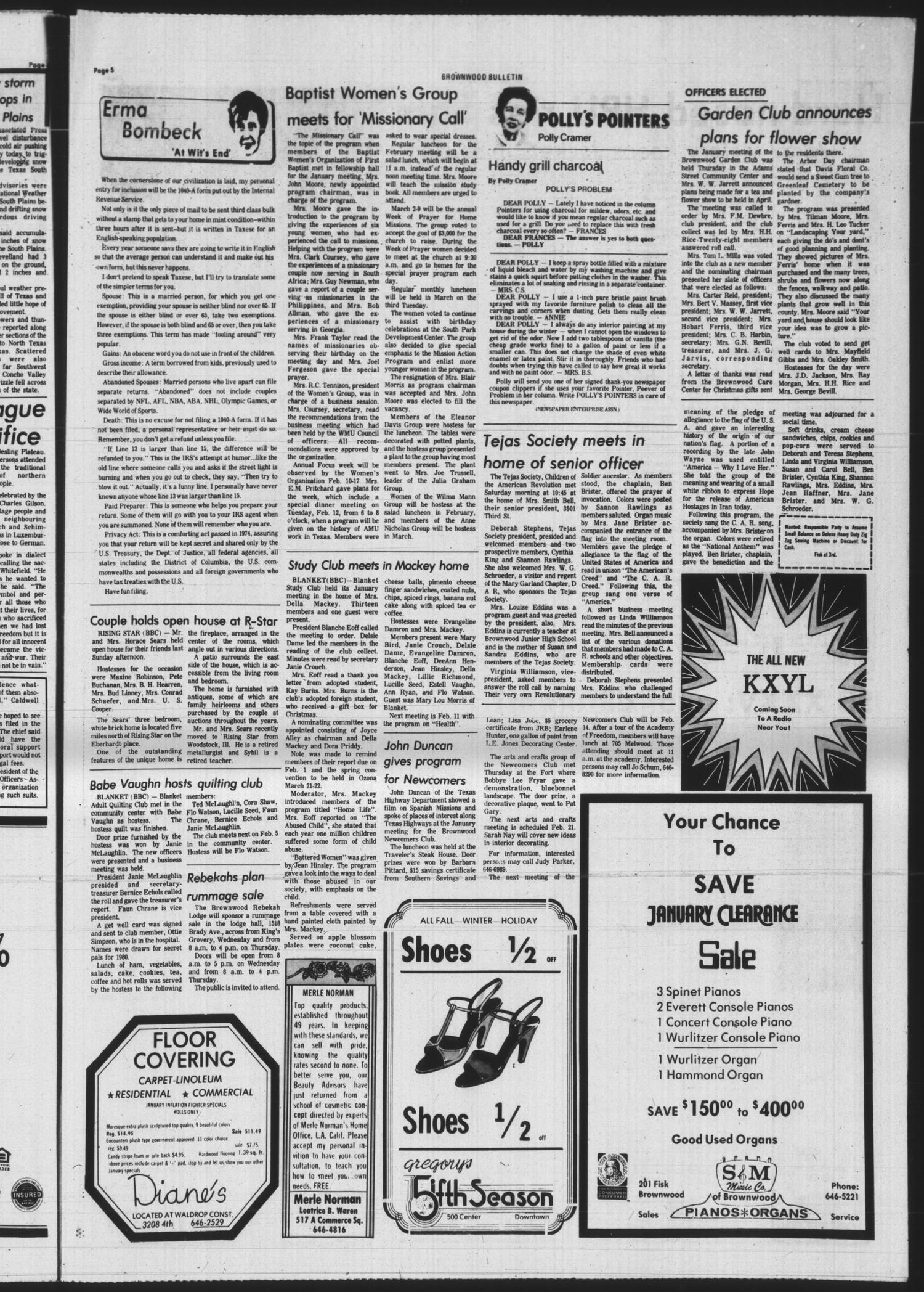 Brownwood Bulletin (Brownwood, Tex.), Vol. 80, No. 86, Ed. 1 Tuesday, January 22, 1980
                                                
                                                    [Sequence #]: 5 of 12
                                                