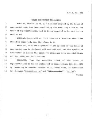 79th Texas Legislature, Regular Session, House Concurrent Resolution 235
