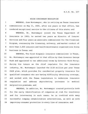 79th Texas Legislature, Regular Session, House Concurrent Resolution 237