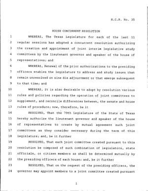 79th Texas Legislature, Regular Session, House Concurrent Resolution 35