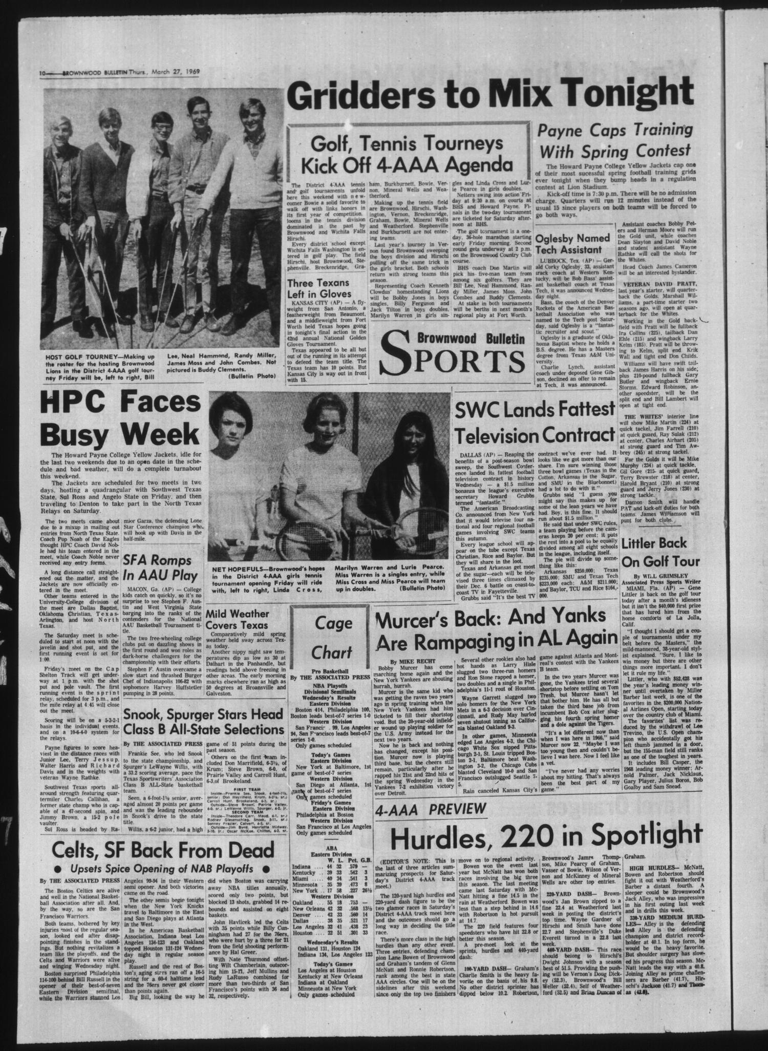 Brownwood Bulletin (Brownwood, Tex.), Vol. 69, No. 140, Ed. 1 Thursday, March 27, 1969
                                                
                                                    [Sequence #]: 12 of 16
                                                