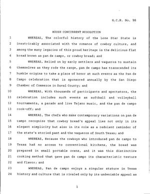 79th Texas Legislature, Regular Session, House Concurrent Resolution 98