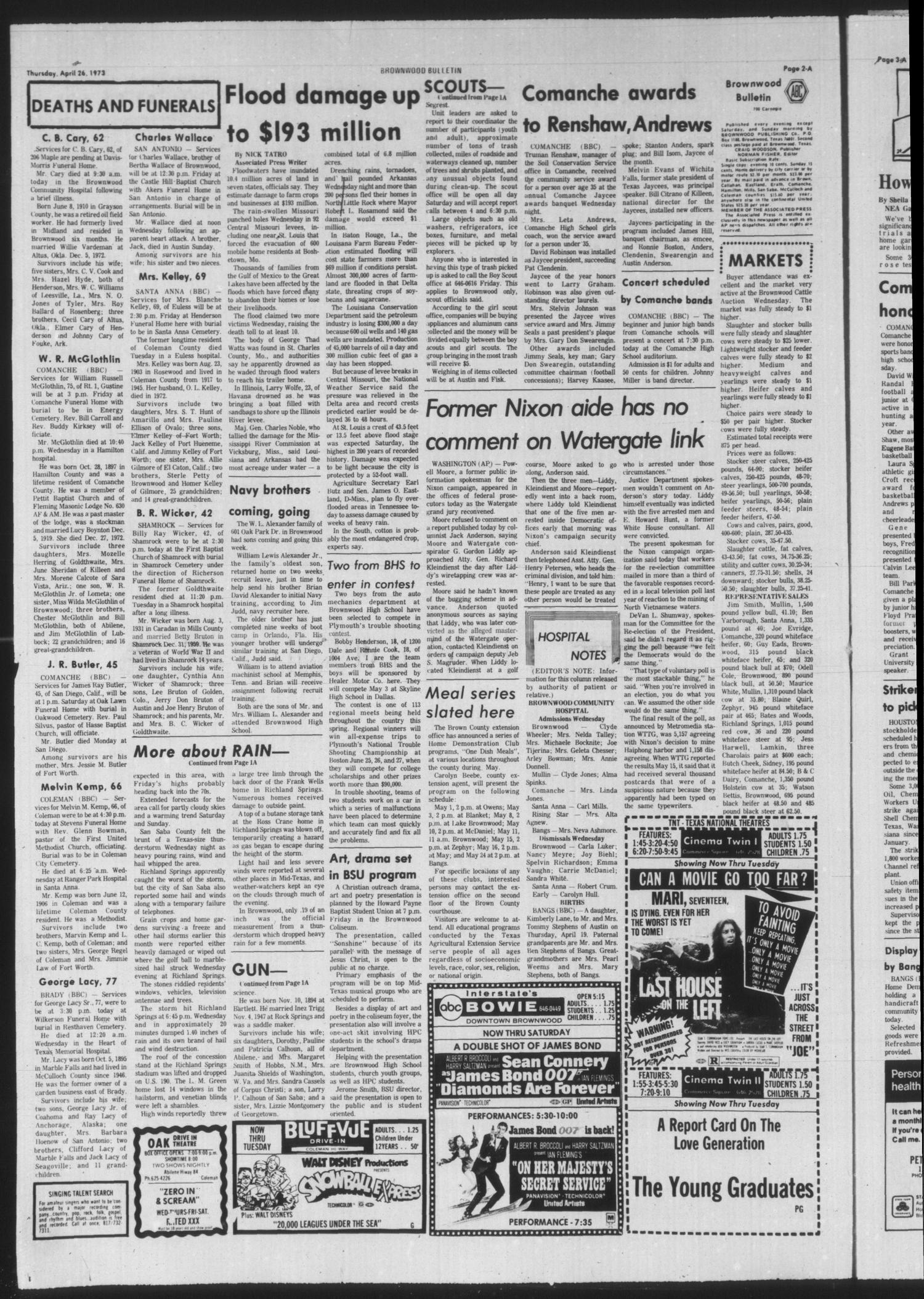 Brownwood Bulletin (Brownwood, Tex.), Vol. 73, No. 163, Ed. 1 Thursday, April 26, 1973
                                                
                                                    [Sequence #]: 2 of 24
                                                